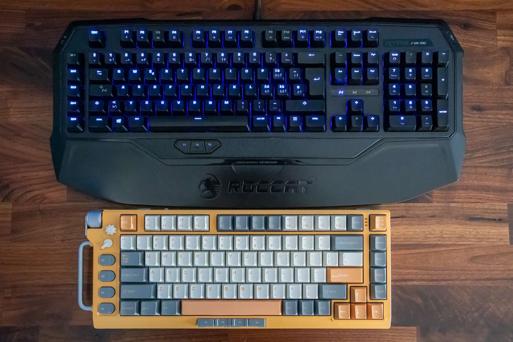 The keyboard, compared to the Roccat Ryos MK Pro